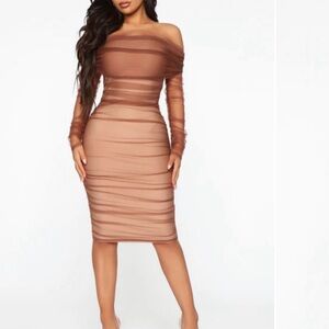 Fashion Nova Brown Sheer Dress